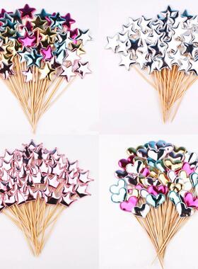 50pcs Colorful Cake Topper Crown Star Heart Happy Birthday P
