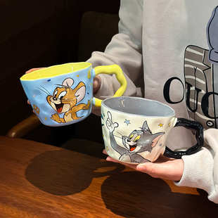 猫和老鼠陶瓷马克杯女高颜值办公室牛奶咖啡杯情侣早餐杯生日礼物