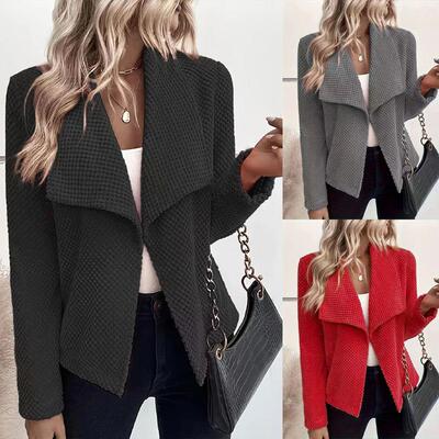 Flip collar long sleeved outer short jacket for women's