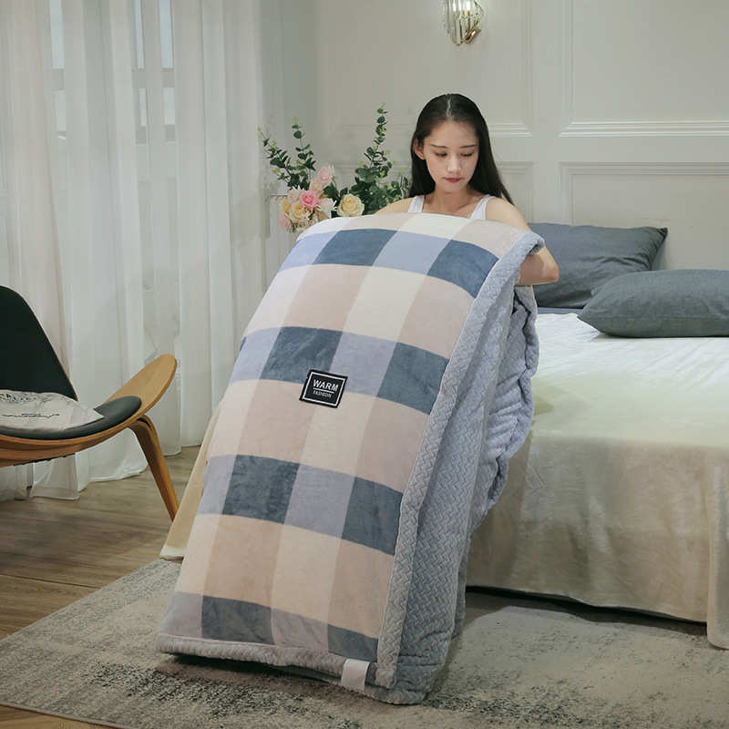 棉被加厚毯保暖绒毯休闲被套盖多功能被褥多用秋冬毯毯套纯色贝贝