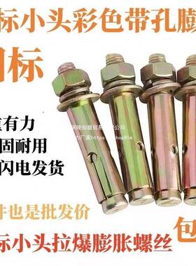 整箱国标彩锌膨胀螺丝小头拉爆带孔膨胀爆炸螺丝镀锌膨胀丝m6-m16