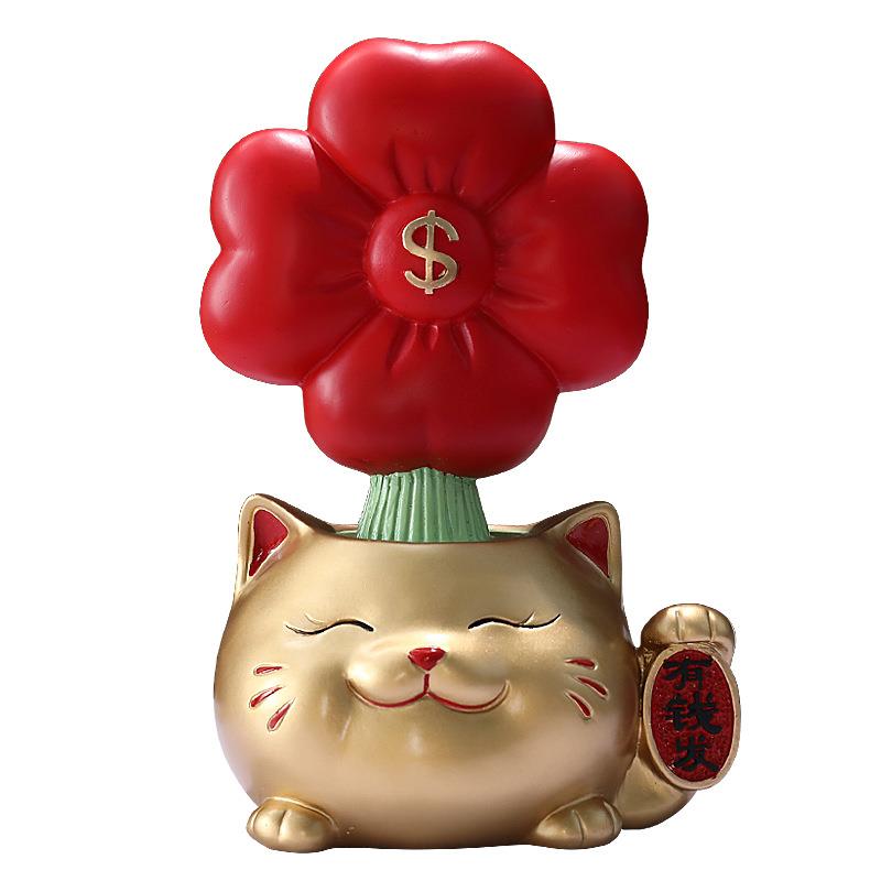 新款客厅电视柜有钱花招财猫摆件乔迁新家居礼品入户玄关桌面装饰