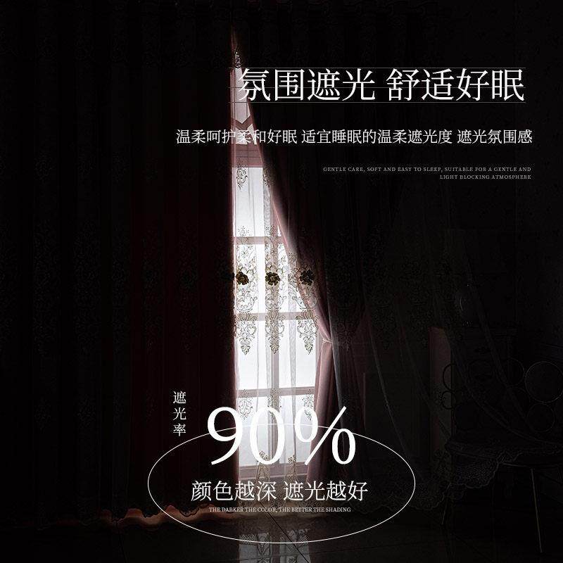 粉色公主风窗帘双层网红梦幻蕾丝全遮光女孩卧室少女布纱一体纱窗