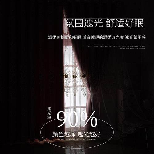 粉色公主风窗帘双层网红梦幻蕾丝全遮光女孩卧室少女布纱一体纱窗