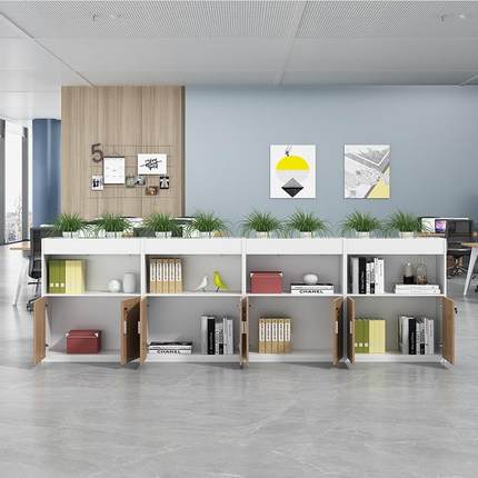 办公室花槽文件矮柜柜木WJG-2369质桌边车间断隔条落长地员工储物