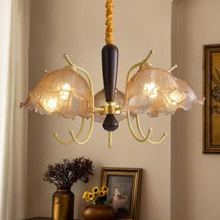 美式 中古卧室餐厅书房玻璃怀旧吊灯南洋风复古vintage全铜客厅灯