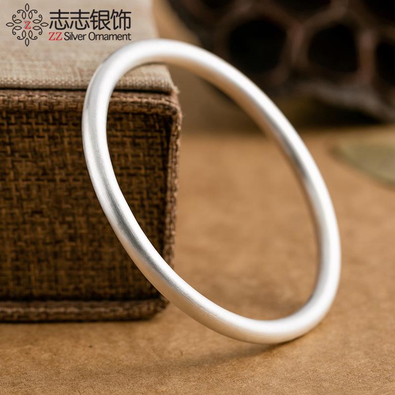 高档古传承工999纯银手镯侣女简约情网红法款实心手定制送女友母