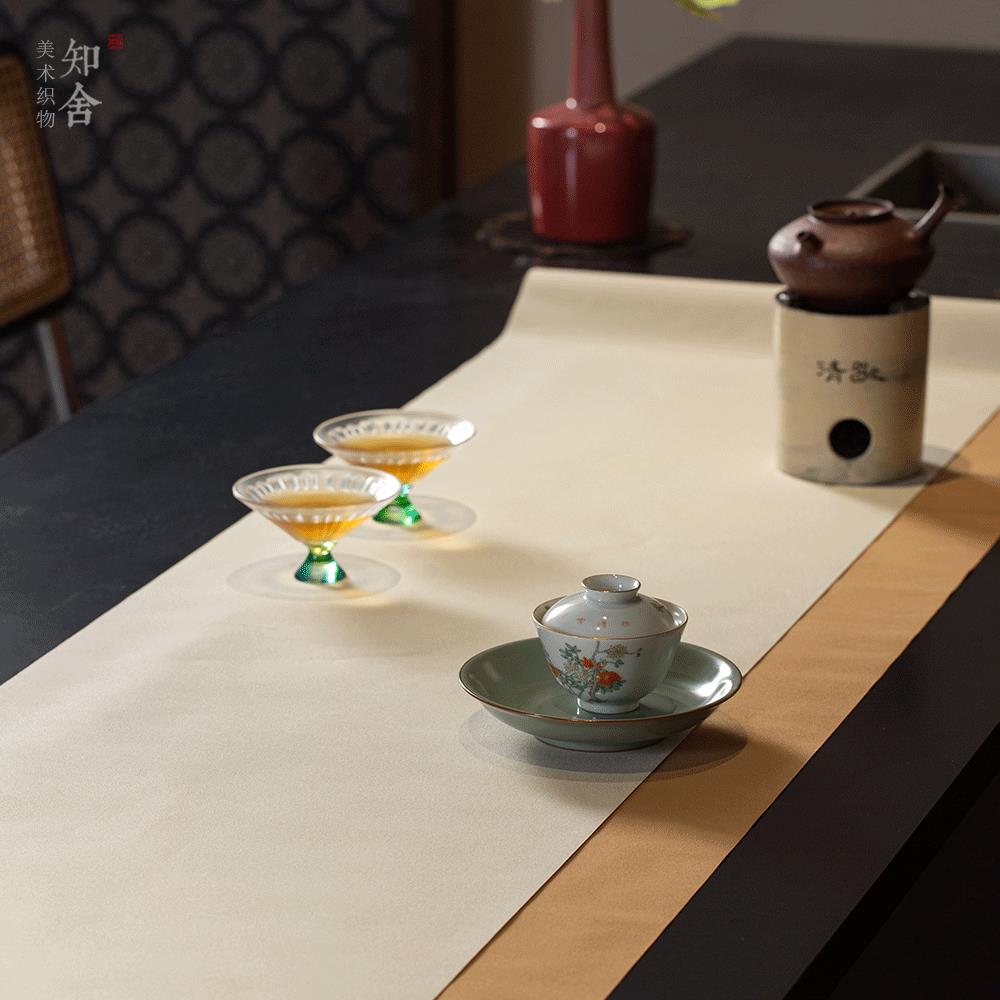 知舍原创茶道茶台新中式茶几布艺水洗新款防水茶席桌布茶桌垫