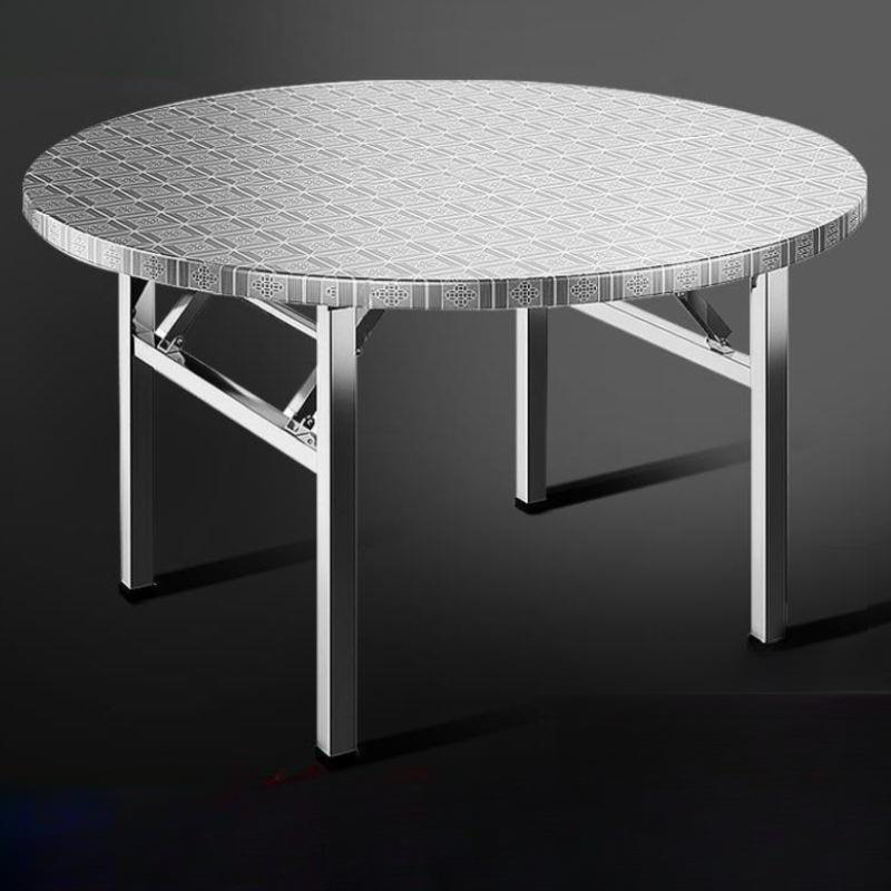 加厚304不锈钢圆桌特厚折叠桌大排档夜市摆摊圆形移动餐桌家用桌