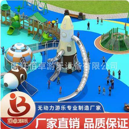 室户外不锈钢滑梯长廊桥攀爬网景区儿童游乐园设施无动力非标