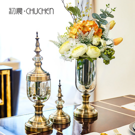 欧式轻奢华餐桌玻璃花瓶摆件，新婚礼物客厅，酒柜电视柜摆设创意饰品