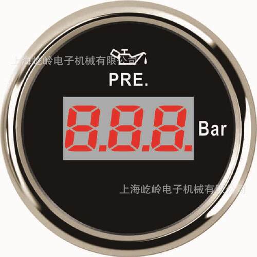 52mm 0-5bar数显机油油压表 改装车船通用表 9-32V电压 带背光灯