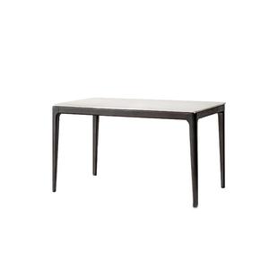 正品 色琪妃木岩板餐桌实椅组合长形北欧纯黑色极简木进口家用方小