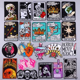 Skull Embroidery Patch Iron On Patches For Clothing Thermoad