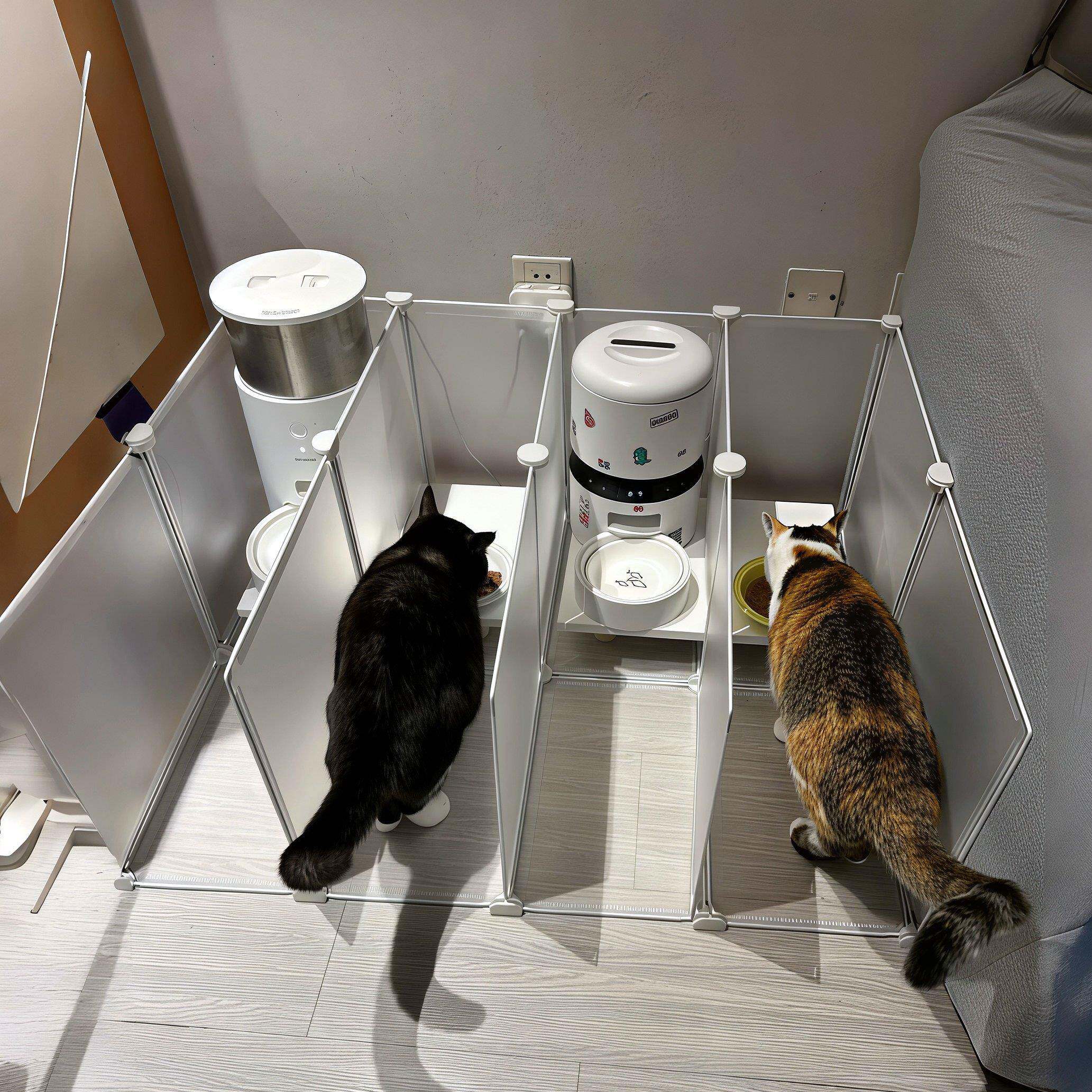 【吃饭不抢夺】猫碗防外溅墙面挡板分餐隔离防打架隔断分格防抢食