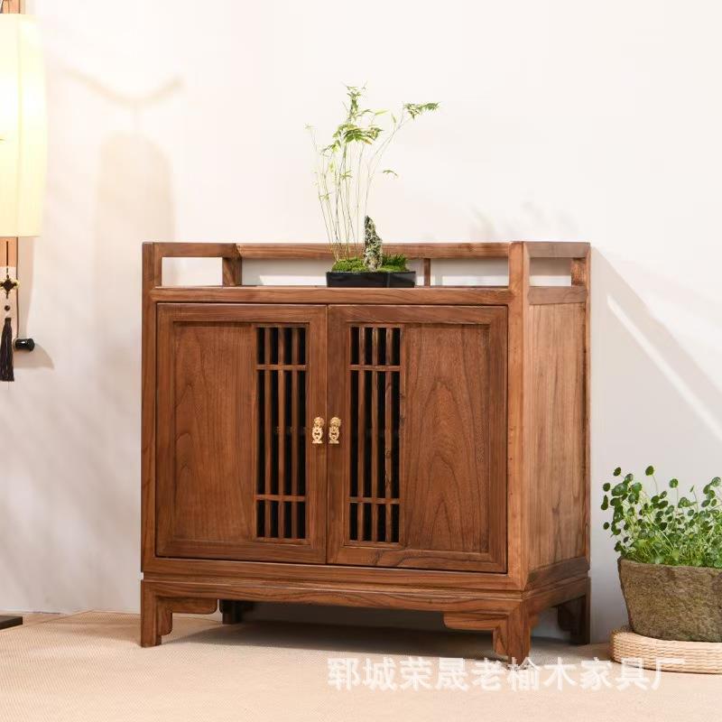新中式老榆木收纳柜0226实木家具柜玄关抽式储物简柜约复屉斗古收