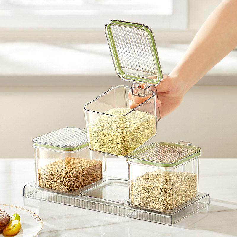 调料盒高端厨房家用盐糖味精佐料收纳盒套装防潮密封塑料调味瓶罐