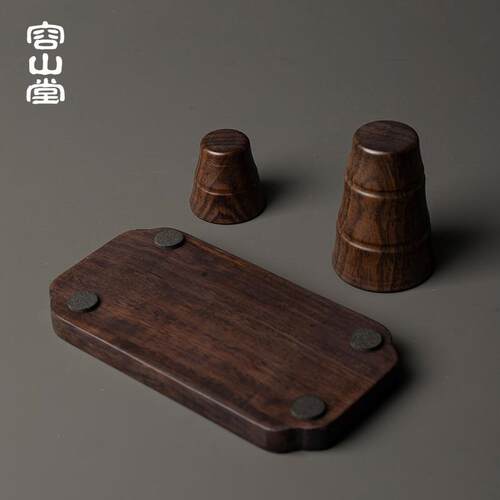 容山堂黑檀木晾壶架实木盖置磁吸壶盖托茶壶架紫砂壶配件茶道零配