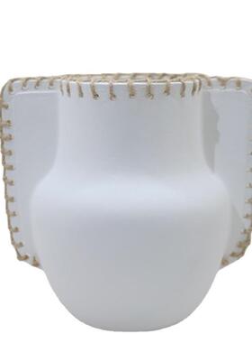 匠形现代风格陶瓷花瓶陶瓷摆件白色家居样品房装饰花器软装摆件