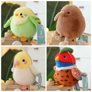 仿真小鸟鹦鹉几维鸟山雀毛绒玩具挂件绿头鸭布偶娃娃麻雀鸟儿礼物