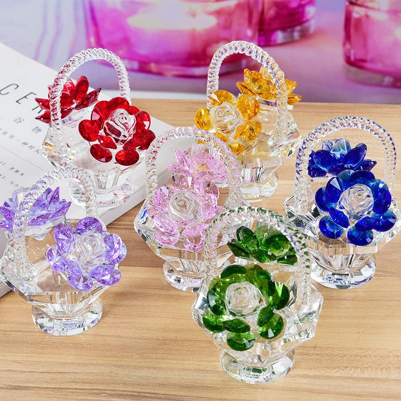 新款直销水晶花篮摆件客厅酒柜婚礼小礼品教师母亲节礼物梳妆台汽