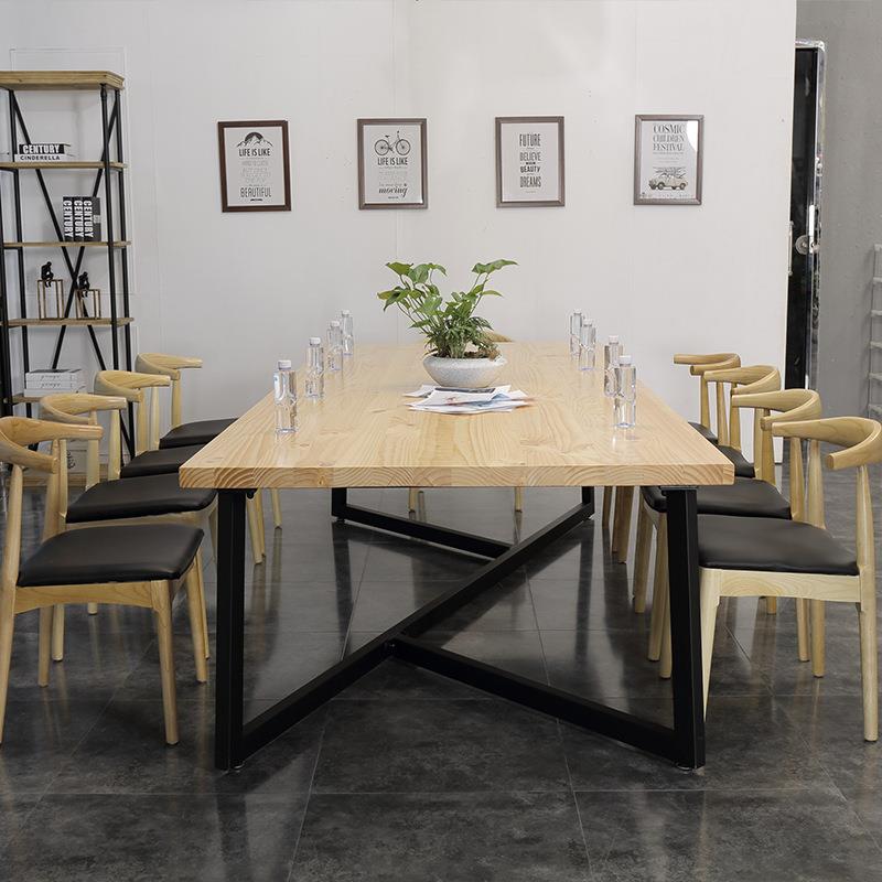 不规则铁艺桌腿餐桌椅组合 北欧简约多人位餐厅饭店长条北欧餐桌