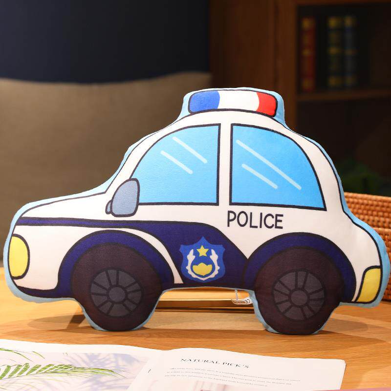 正品卡通可抱枕小挖汽车爱具警车掘玩机靠枕陪睡床上安抚靠垫儿童