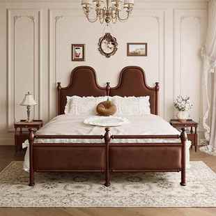轻法式 轻PMG奢床落地主 床复古风巴双床卧实木中黎古风奶油风美式
