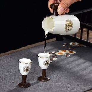 高脚杯酒具套装 厂家批发羊脂玉中式 陶瓷酒杯白酒清酒壶一壶六杯套