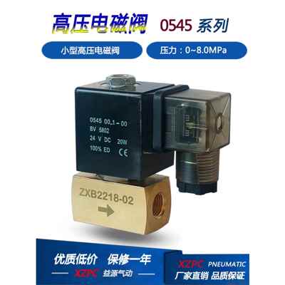 0545小型二位两通高压电磁阀常闭耐压8Mpa水阀气阀AC220VDC24V