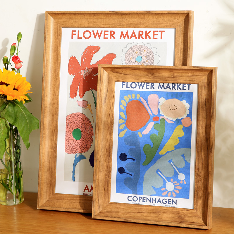 T1FI美式复古相框挂墙a4A3画框装裱四4k开8K海报拼图16寸24外框架