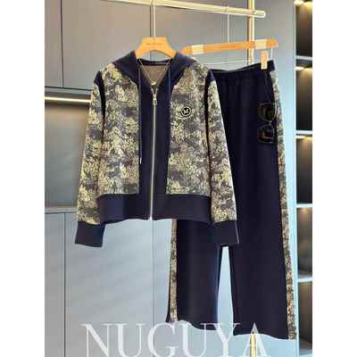 时尚休闲运动套装女妈妈装2025秋装新款卫衣气质百搭中老年两件套