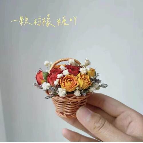 新款直销迷你母亲节真花小花篮车载汽车装饰婚礼伴手礼物冰箱贴拍
