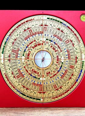 日本进口万福堂6寸铝合金纯铜风水罗盘三元三合综合罗经仪铜制罗