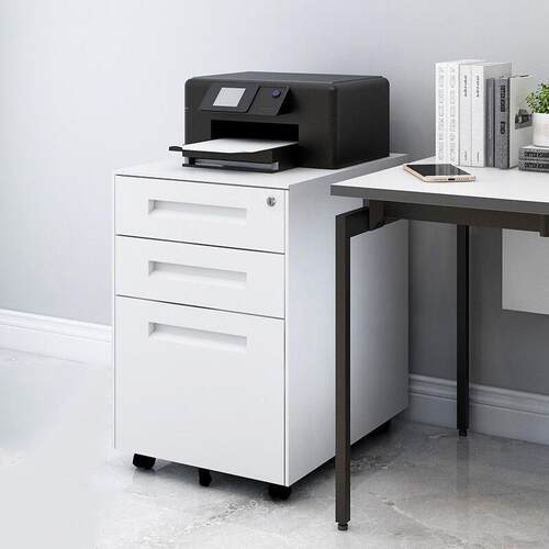 钢制活动柜桌下文件柜带锁档案资料抽屉柜移动矮柜办公室收纳柜子