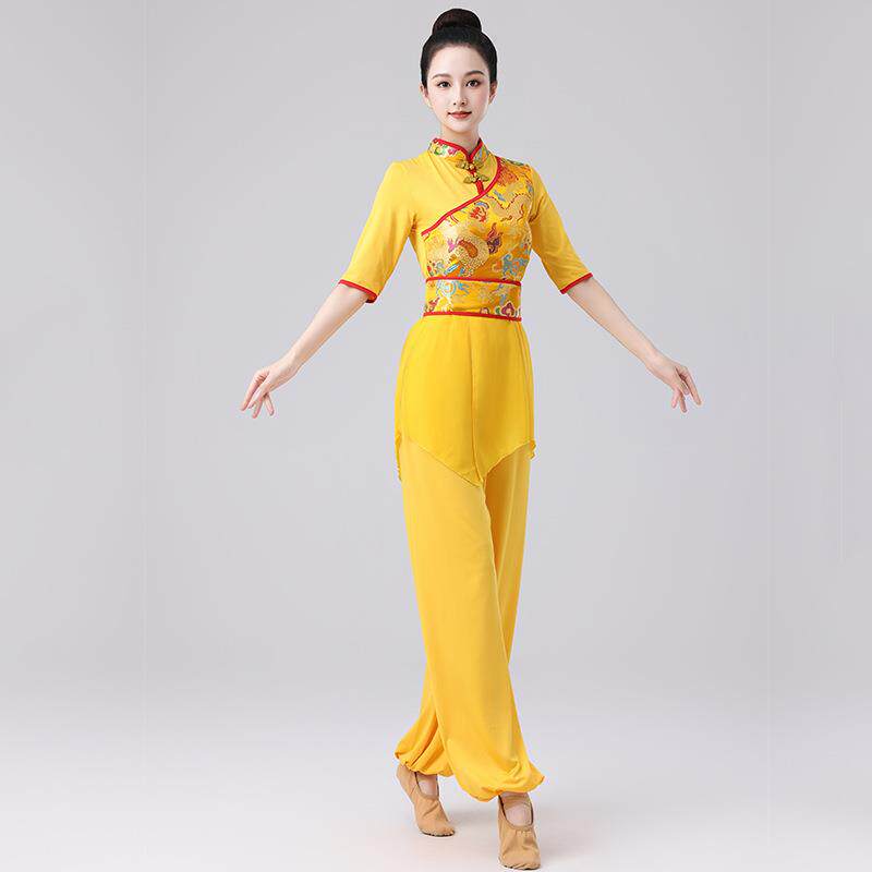 正品广舞服场舞装新龙纹长袖中古典台民族风格舞蹈服装节日表演服