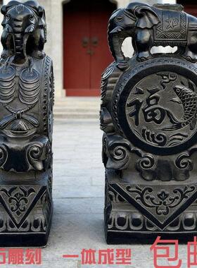 石雕门墩抱鼓石一对青石象石鼓貔貅狮子麒麟门鼓庭院门口石鼓摆件
