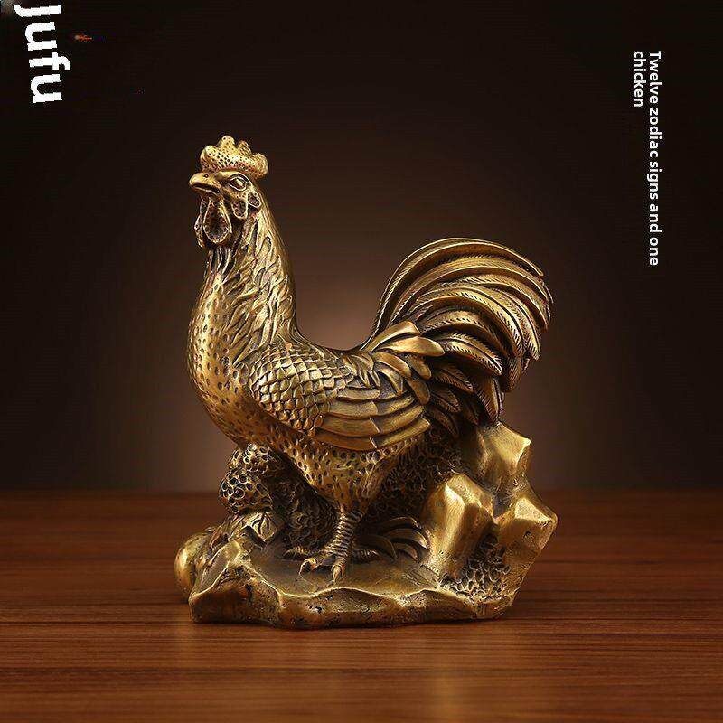纯铜鸡饰品铜鸡金鸡十二生肖鸡风水家居客厅入口装饰办公陈设