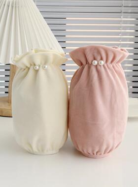 秋冬可爱短款黑色袖套头成人学生办公防污耐脏绒布保暖袖套女手袖