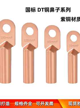 DT接线端子紫铜鼻子电缆接头镀锡线耳10/16/25/35/50/70/400平方