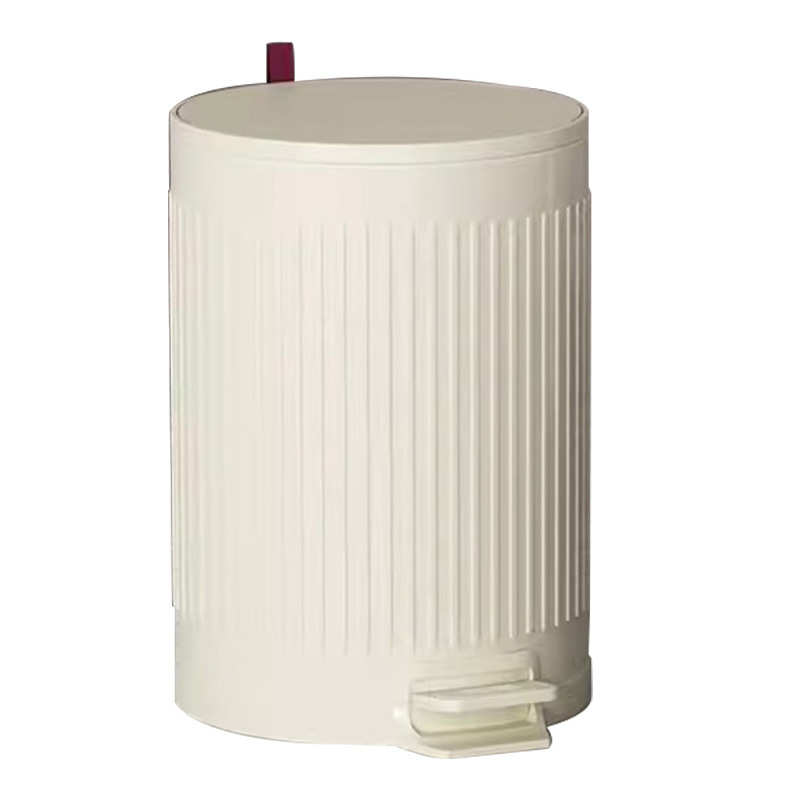 12L现代简约轻奢风缓降静音带盖脚踏式不锈钢圆形垃圾桶