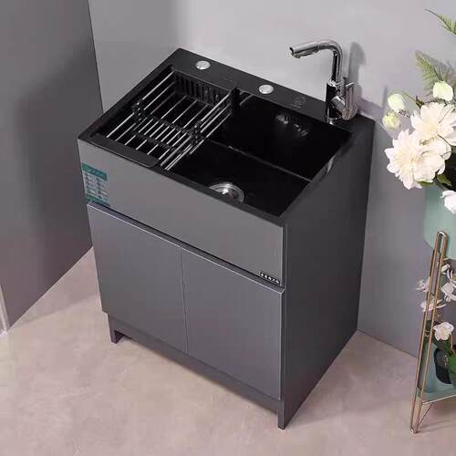 304不锈钢阳台洗衣柜带搓衣板一体盆洗手盆柜组合落地式浴室柜