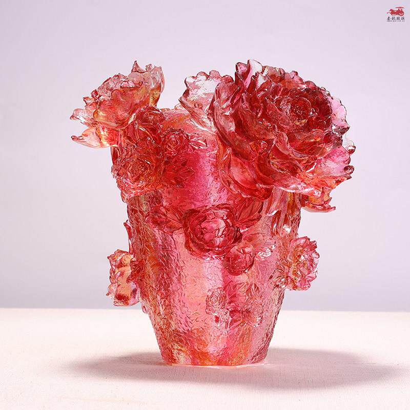 琉璃花瓶餐桌现代简约实用送老外礼物中国工艺礼品摆饰客厅装饰摆