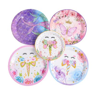 16个一次性派对纸盘美人鱼 16PCs Mermaid Paper Plates Party