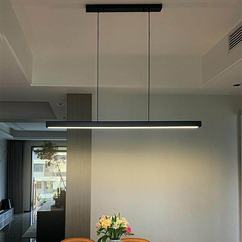 北欧餐厅吊灯极简线形一字长条茶室灯饰现代简约led吊灯吧台灯具