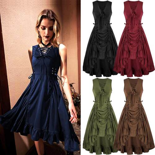 Women's jumpsuit tie dress Gothic skirt