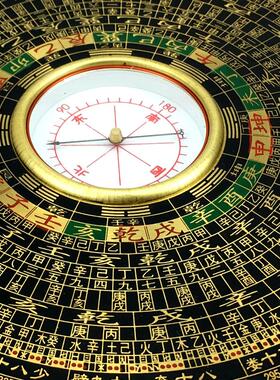 专业356寸罗盘高精度仿古木盒圆黄铜三元三合综合经仪指南针摆件