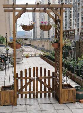 室外拱门爬藤花架防腐木庭院装饰门花园栅栏围栏门网格户外葡萄架