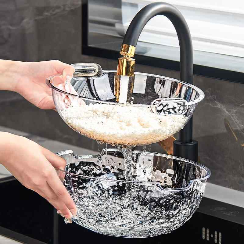 日本进口精工波纹淘米沥水篮子新款洗菜盆厨房家用果盘淘米