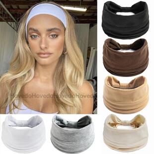 Vintage Solid Color Yoga Headband Knotted Wide Hairband Turb